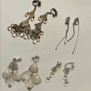 Vintage clip on earrings gorgeous dangle styles 4 pairs multiple colors